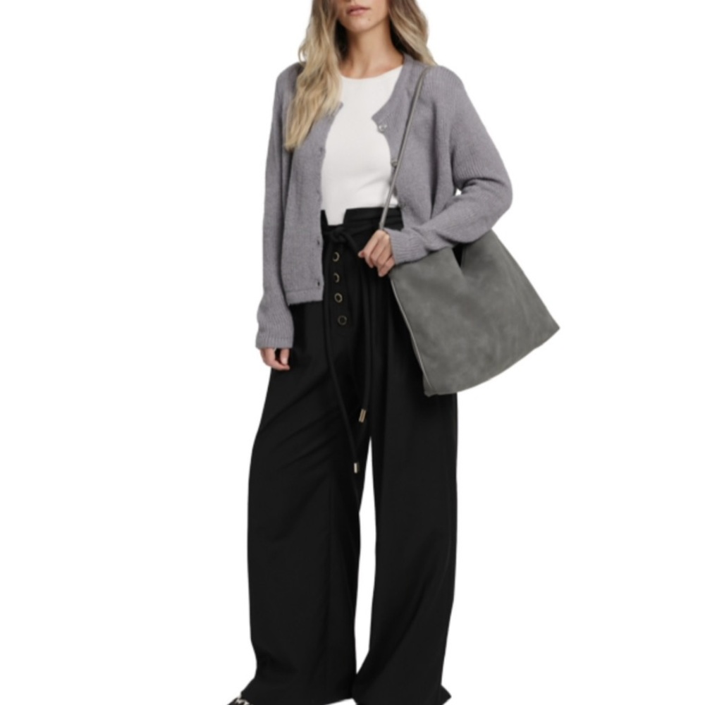 8 Other Reasons OS large Classic Gray faux Suede Carryall Tote Bag Shoulder Bag